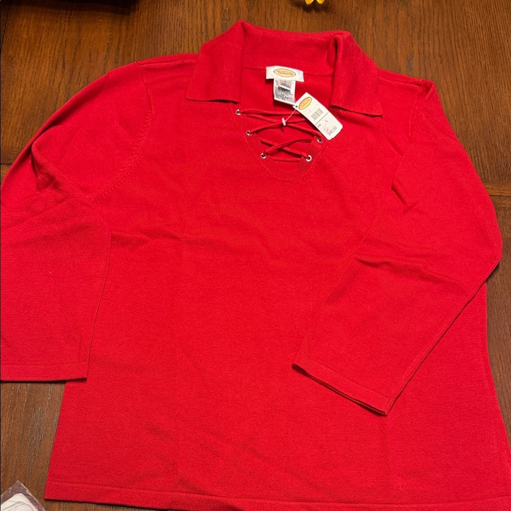 Talbots Red Lace-Up Shirt